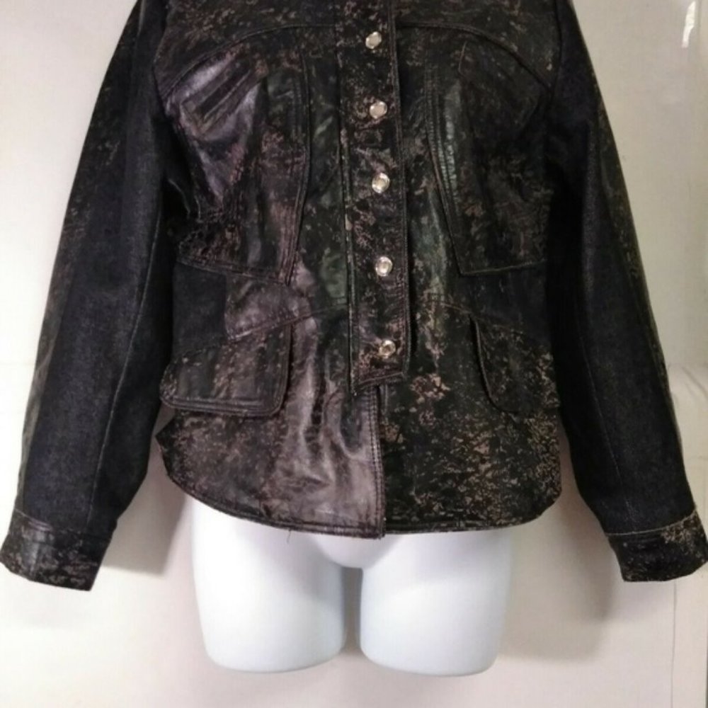 Women's Black & Brown Classic Leather Jacket/Coat
